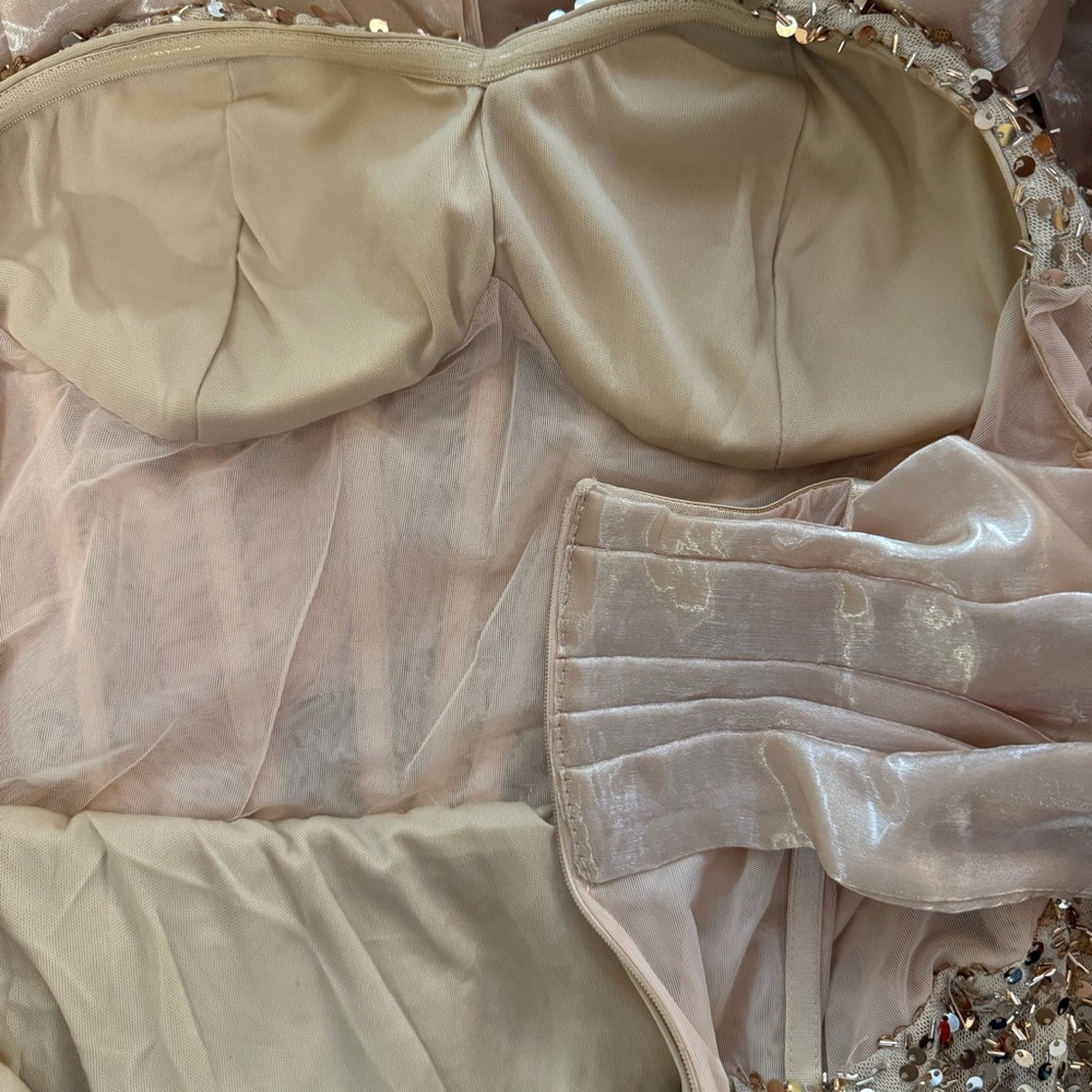 Gold Nude Sequin Evening Gown Formal NWOT - Picture 6 of 6